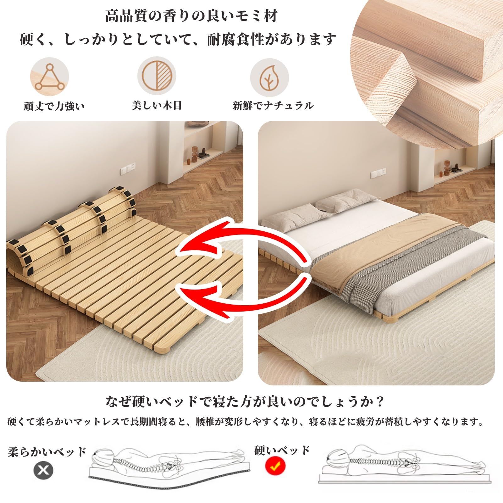 Amazon｜BDYSWD すのこベッド 木製フレーム コンパクト ベッドフレーム